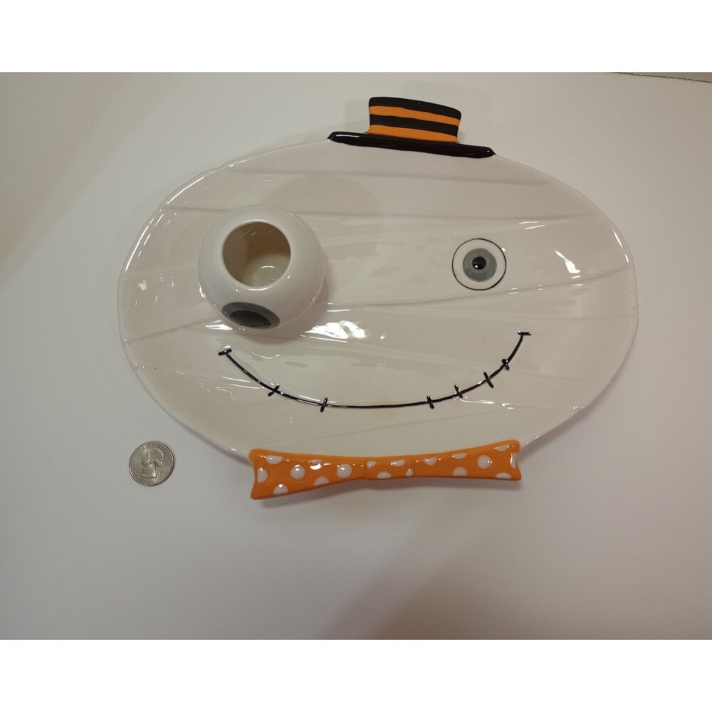 Grasslands Road Halloween Mummy Platter / Eyeball Toothpick Holder / 11 x 8